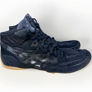 Asics Men's 10.5 J306N Matflex 4 Wrestling Sports Gym Tan Bottoms Shoes Black